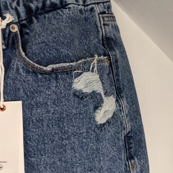 GOOD AMERICAN Good 90's Duster High Rise Jean Distressed Blue950 NEW Size 12 - Picture 3 of 11